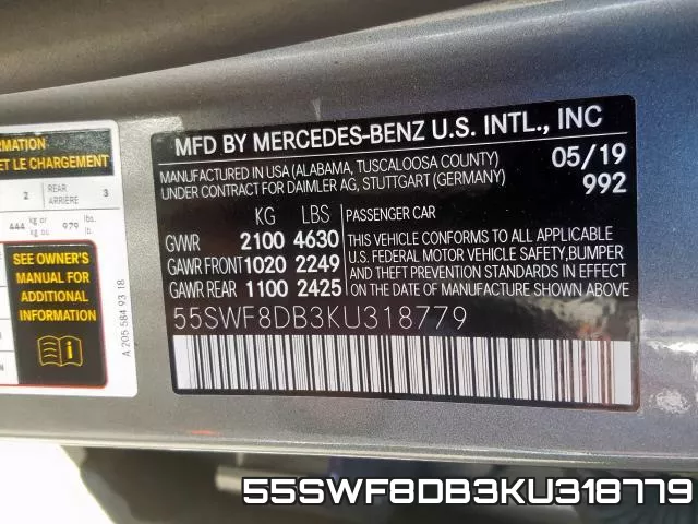 55SWF8DB3KU318779 фото 2