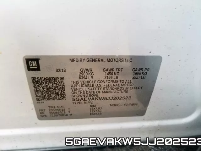 5GAEVAKW5JJ202523 фото 2