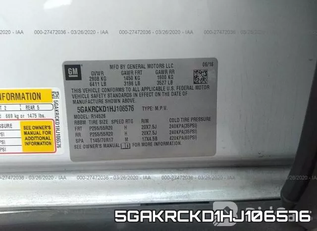 5GAKRCKD1HJ106576 фото 10