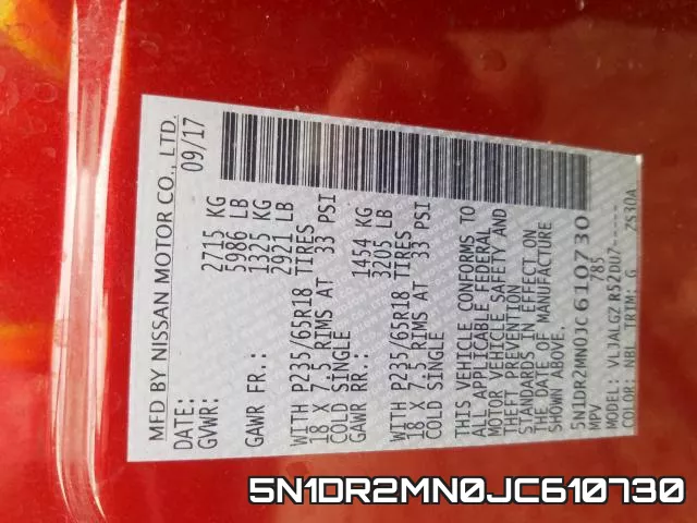 5N1DR2MN0JC610730 фото 2