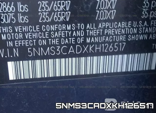 5NMS3CADXKH126517 фото 10