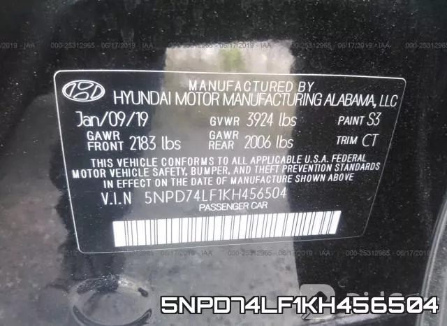 5NPD74LF1KH456504 фото 10