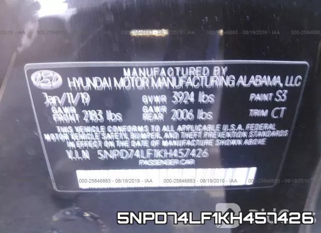 5NPD74LF1KH457426 фото 10