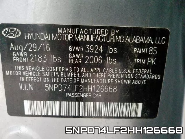 5NPD74LF2HH126668 фото 2