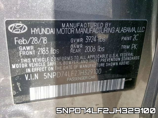 5NPD74LF2JH329100 фото 2