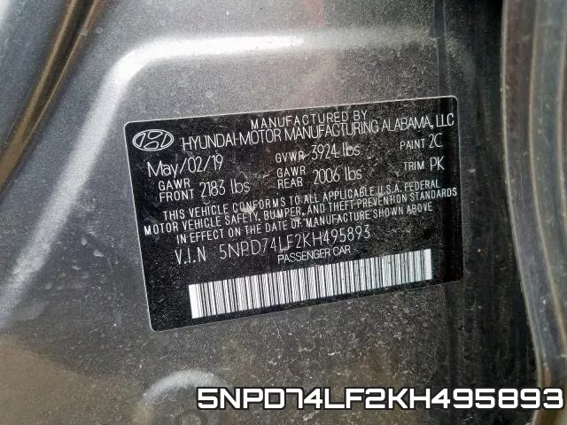 5NPD74LF2KH495893 фото 2