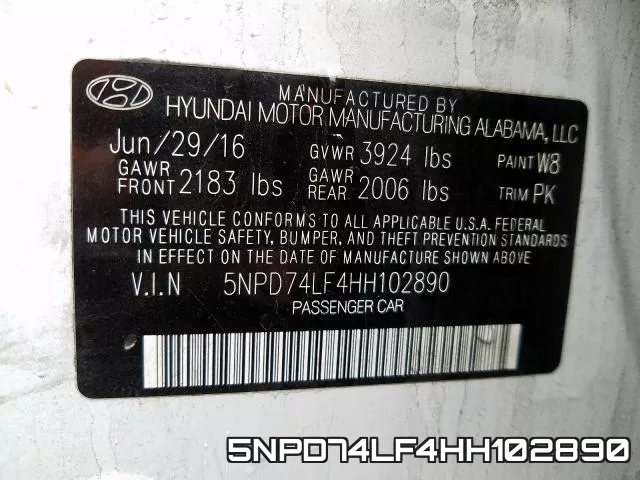 5NPD74LF4HH102890 фото 2