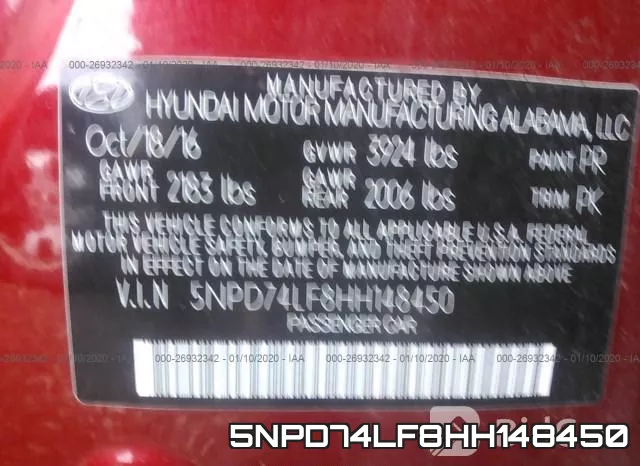 5NPD74LF8HH148450 фото 10