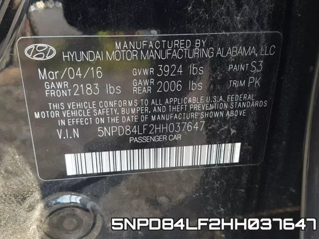 5NPD84LF2HH037647 фото 2