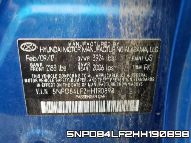 5NPD84LF2HH190898 фото 2