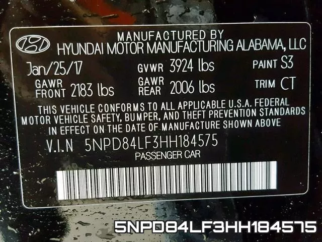 5NPD84LF3HH184575 фото 2
