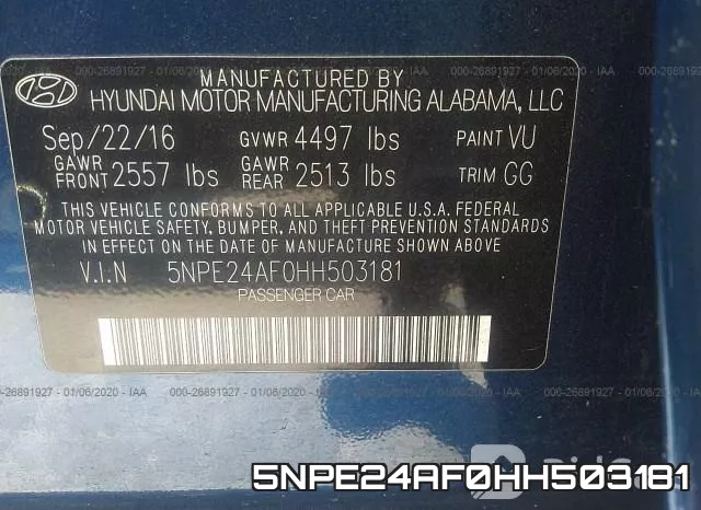 5NPE24AF0HH503181 фото 10