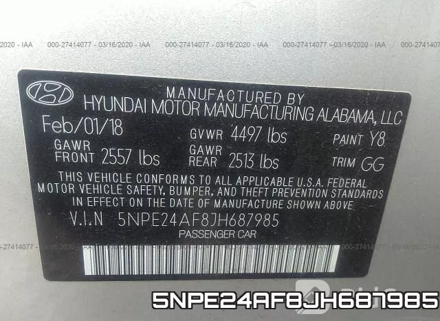 5NPE24AF8JH687985 фото 10