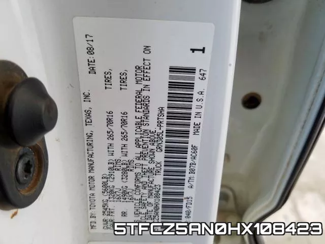 5TFCZ5AN0HX108423 фото 2