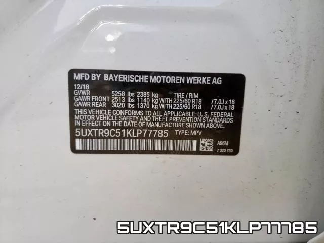 5UXTR9C51KLP77785 фото 2