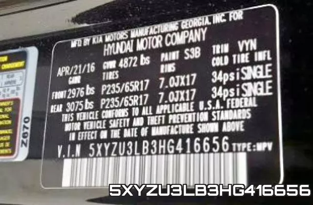 5XYZU3LB3HG416656 фото 2