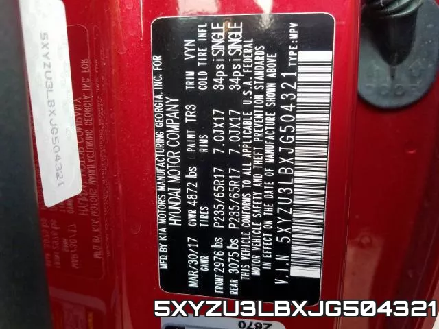 5XYZU3LBXJG504321 фото 2