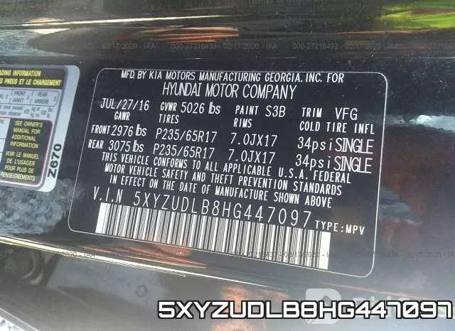 5XYZUDLB8HG447097 фото 10