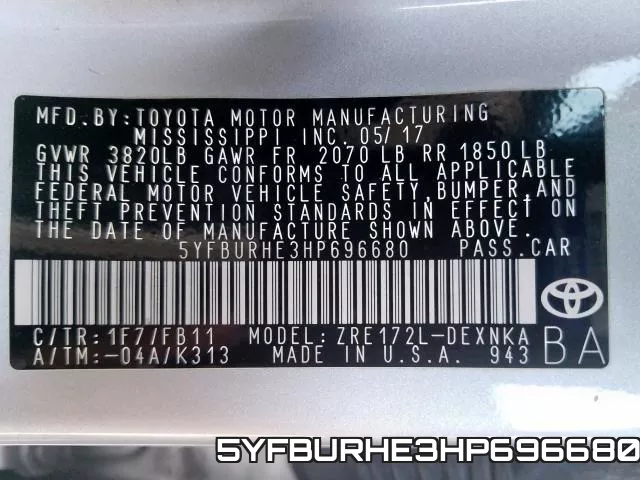 5YFBURHE3HP696680 фото 2