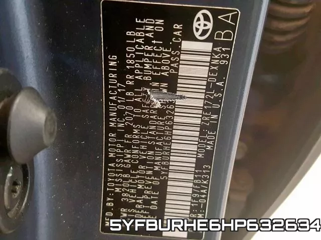 5YFBURHE6HP632634 фото 2