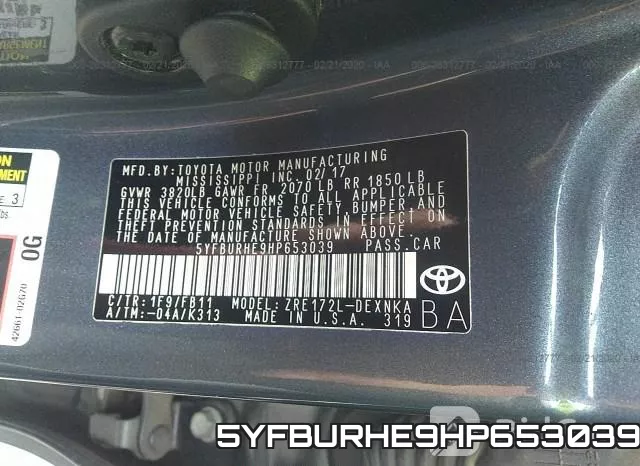 5YFBURHE9HP653039 фото 10