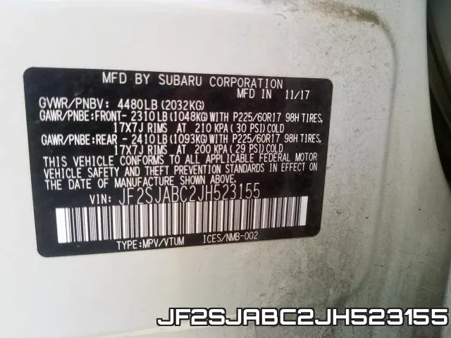 JF2SJABC2JH523155 фото 2