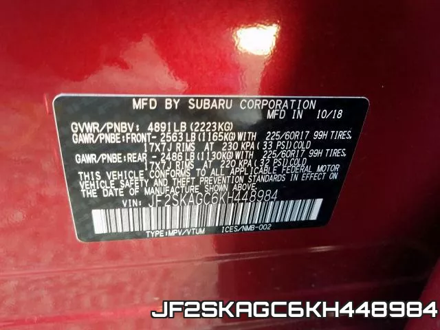 JF2SKAGC6KH448984 фото 2