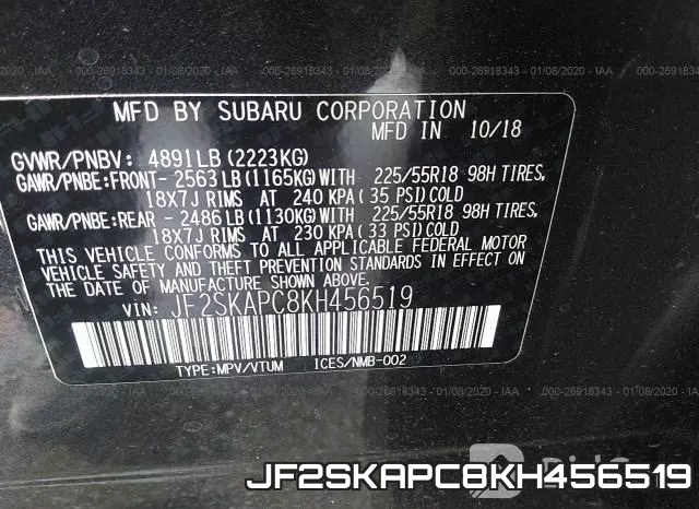 JF2SKAPC8KH456519 фото 10