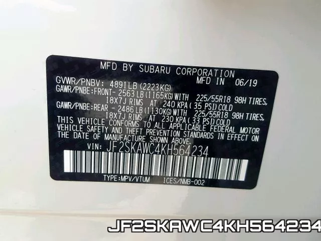 JF2SKAWC4KH564234 фото 2