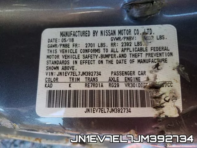 JN1EV7EL7JM392734 фото 2