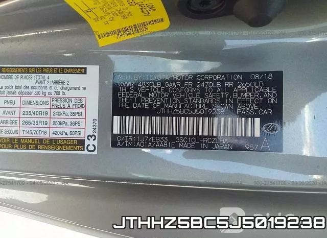 JTHHZ5BC5J5019238 фото 10