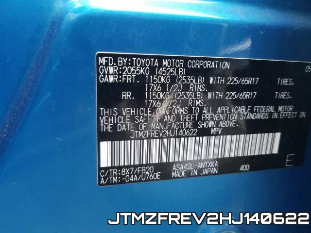 JTMZFREV2HJ140622 фото 2