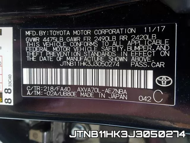 JTNB11HK3J3050274 фото 2