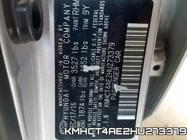 KMHCT4AE2HU273379 фото 2