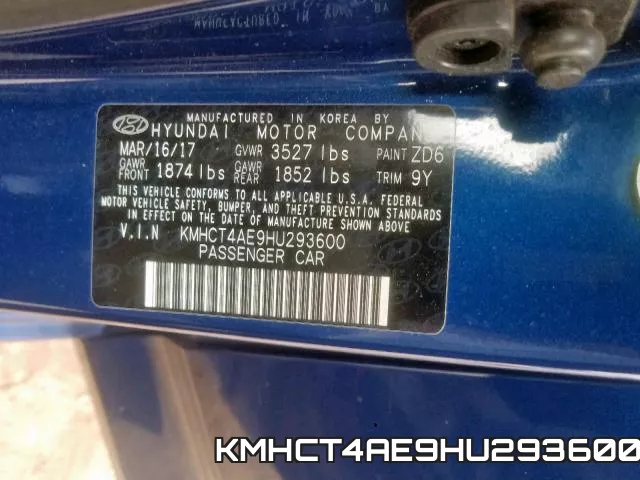 KMHCT4AE9HU293600 фото 2