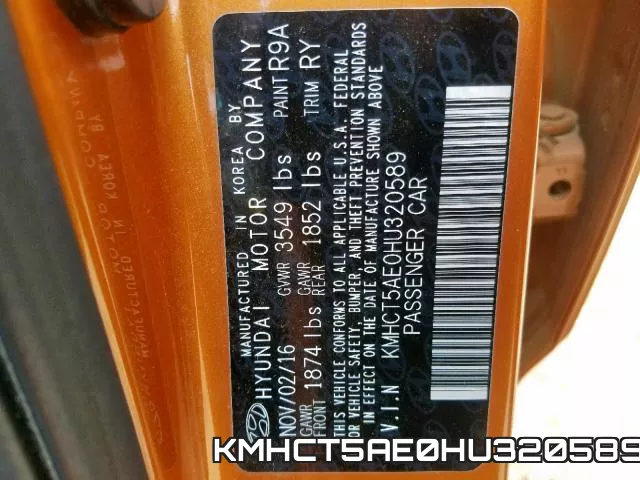KMHCT5AE0HU320589 фото 2