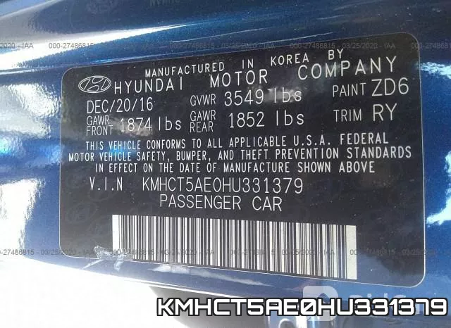 KMHCT5AE0HU331379 фото 10