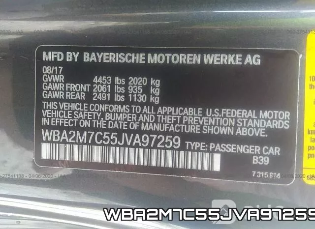 WBA2M7C55JVA97259 фото 10