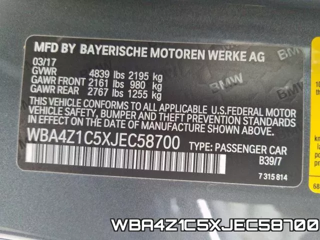 WBA4Z1C5XJEC58700 фото 2