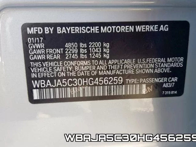 WBAJA5C30HG456259 фото 2