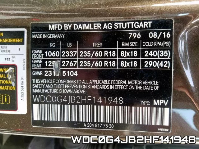 WDC0G4JB2HF141948 фото 2