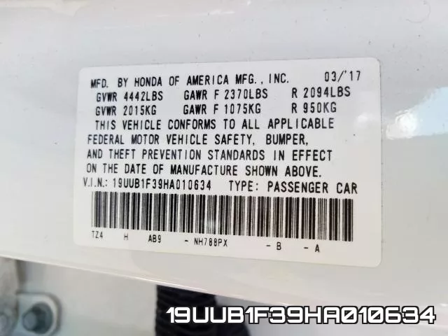 19UUB1F39HA010634 фото 2