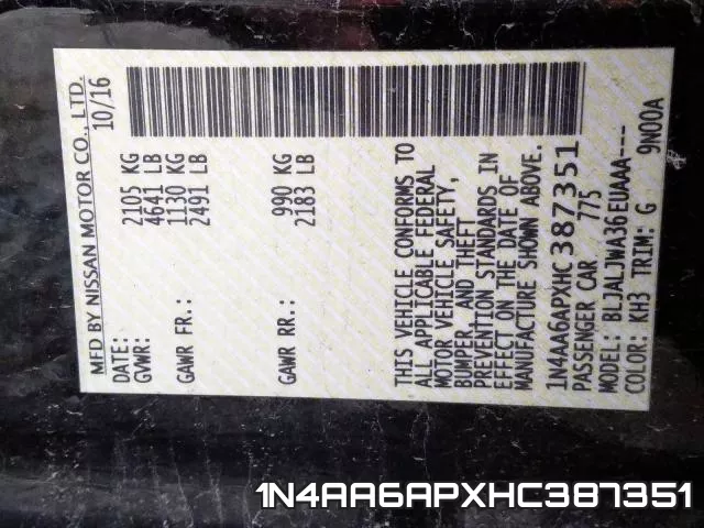 1N4AA6APXHC387351 фото 2