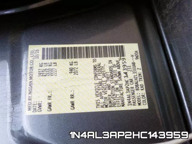 1N4AL3AP2HC143959 фото 2