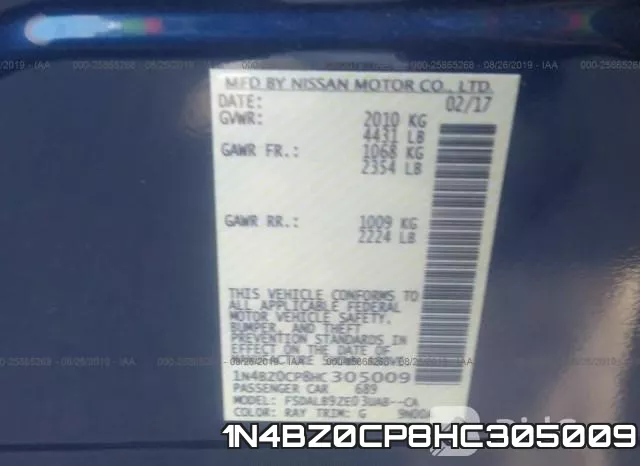 1N4BZ0CP8HC305009 фото 10