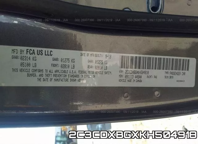 2C3CDXBGXKH504918 фото 10