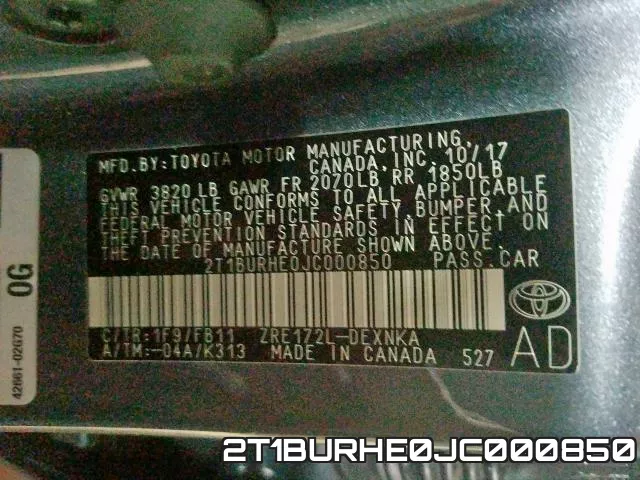 2T1BURHE0JC000850 фото 2