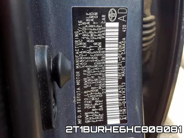 2T1BURHE6HC808081 фото 2