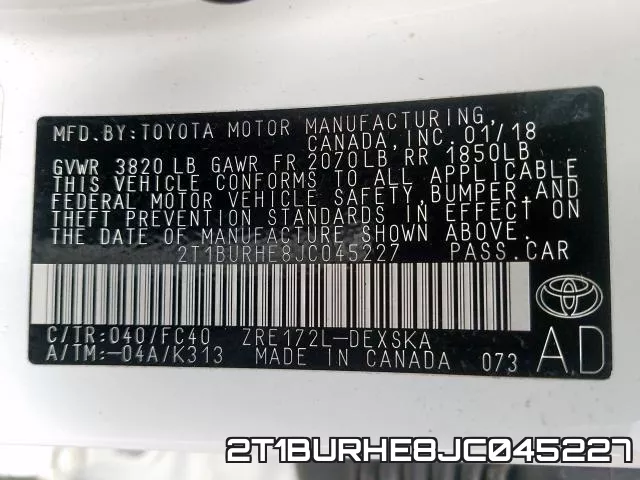 2T1BURHE8JC045227 фото 2