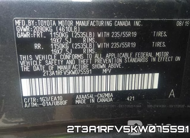 2T3A1RFV5KW075591 фото 10